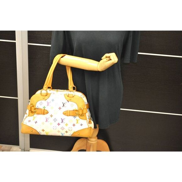 Auth Louis Vuitton Monogram Multicolor Claudia Hand Bag White Lv - Picture 10 of 16